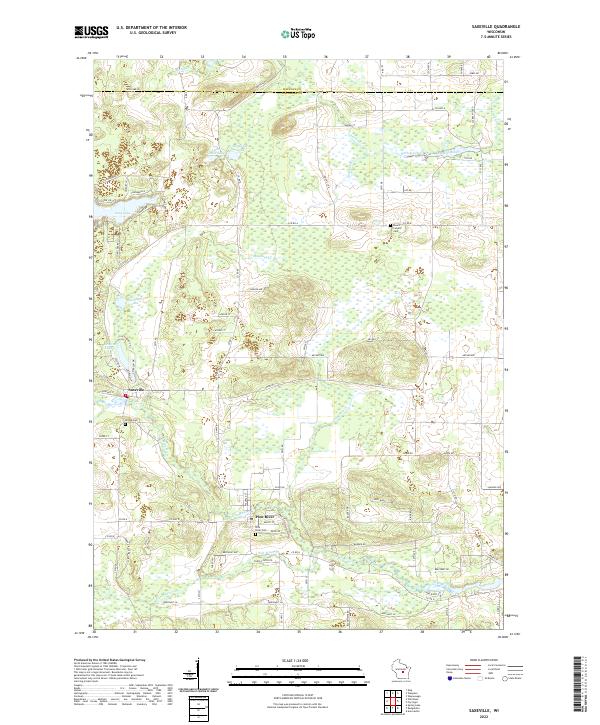Saxeville, WI — USGS 7.5-minute topo (2022)