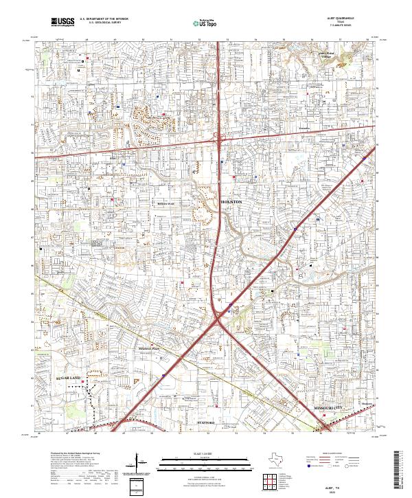 Alief, TX — USGS 7.5-minute topo (2022)