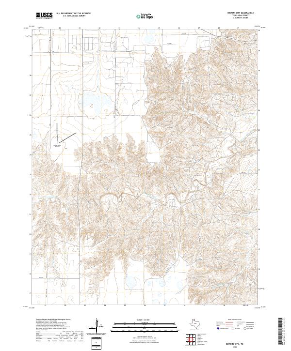 Bowers City, TX — USGS 7.5-minute topo (2022)