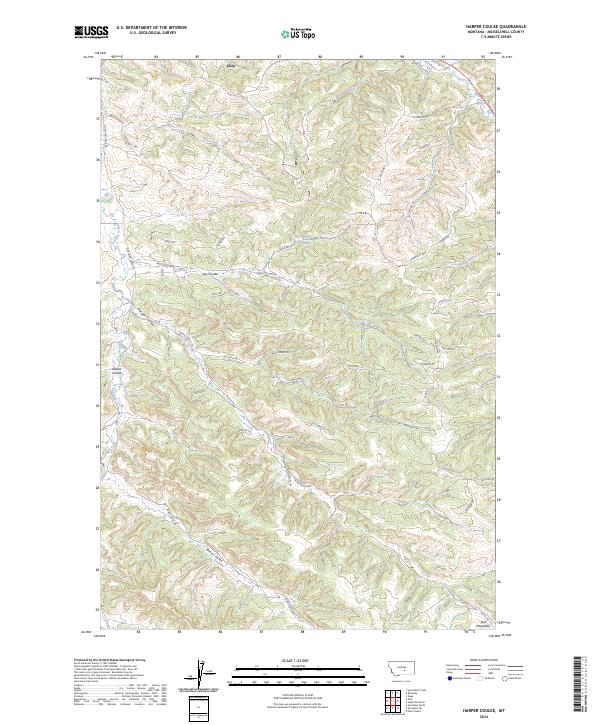 Harper Coulee, MT — USGS 7.5-minute topo (2024)