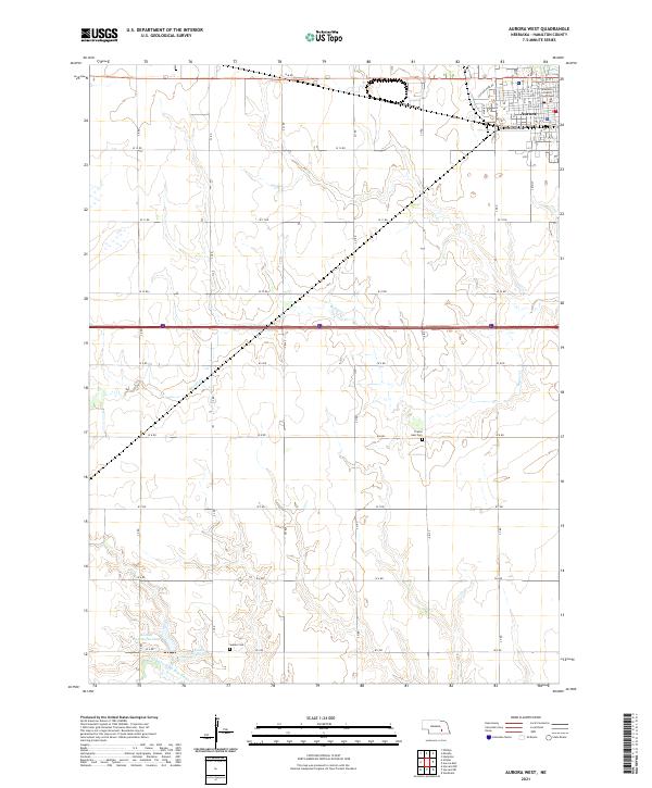 Aurora West, NE — USGS 7.5-minute topo (2021)