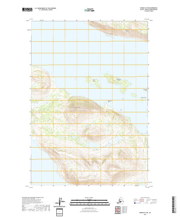 Kodiak D-4 NE, AK — USGS 7.5-minute topo (2021)