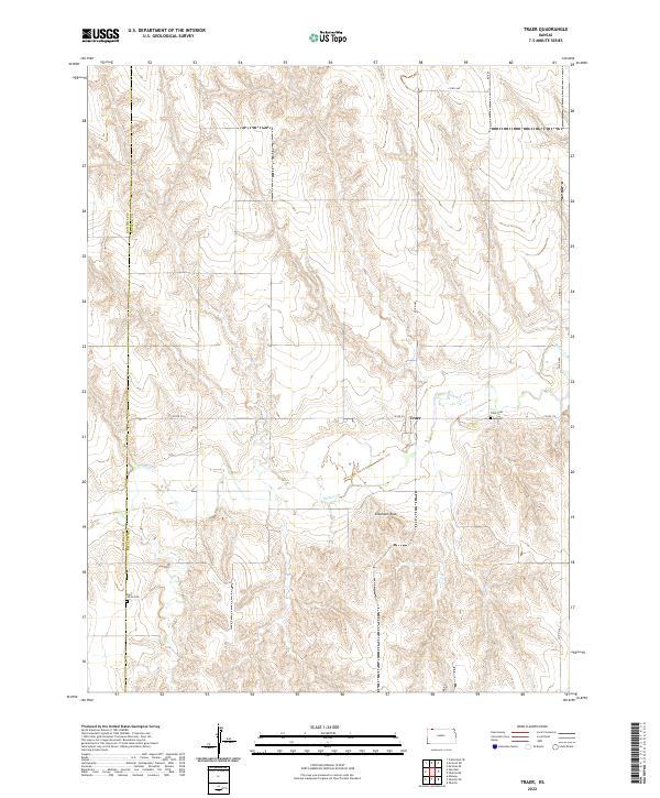 Traer, KS — USGS 7.5-minute topo (2022)