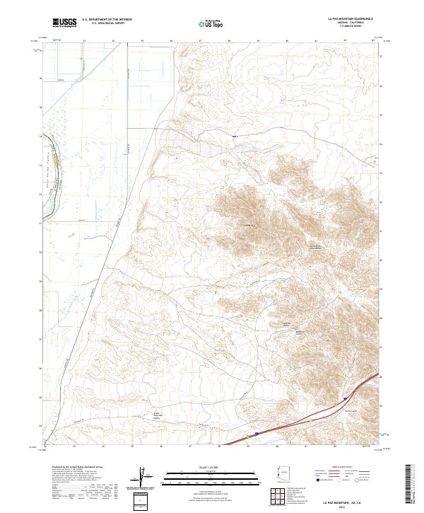 La Paz Mountain, AZ-CA — USGS 7.5-minute topo (2021)
