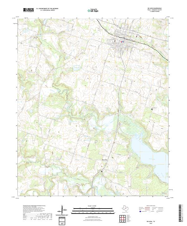 De Leon, TX — USGS 7.5-minute topo (2022)