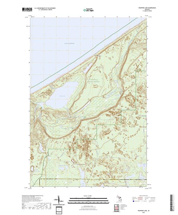 Trappers Lake, MI — USGS 7.5-minute topo (2023)