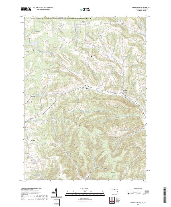 Harrison Valley, PA-NY — USGS 7.5-minute topo (2023)