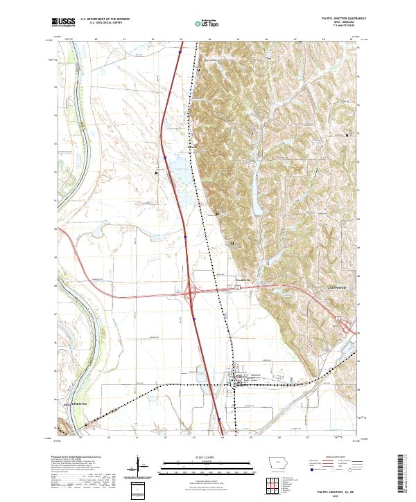 Pacific Junction, IA-NE — USGS 7.5-minute topo (2022)