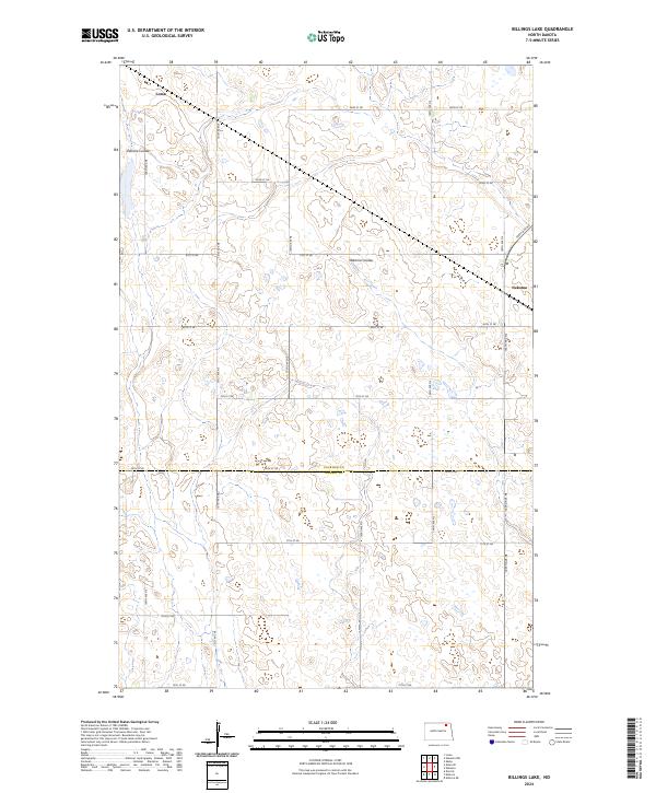 Billings Lake, ND — USGS 7.5-minute topo (2024)