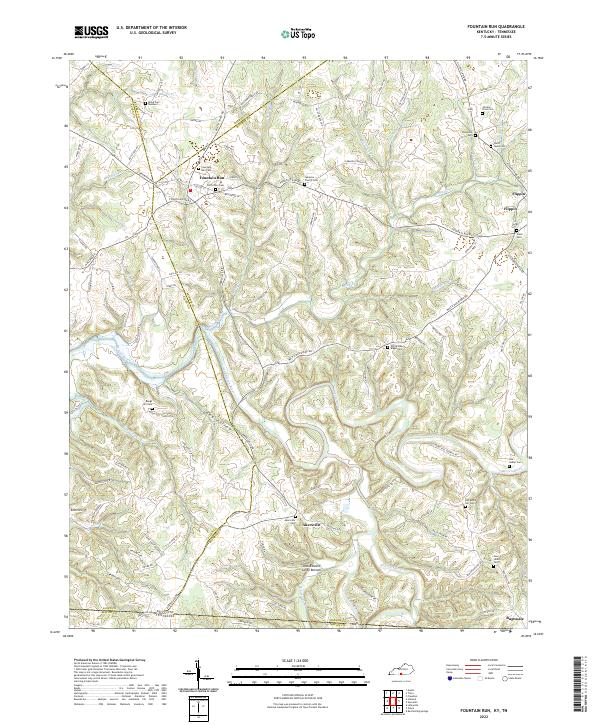 Fountain Run, KY-TN — USGS 7.5-minute topo (2022)