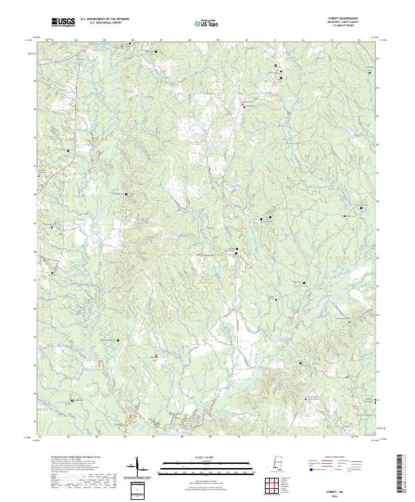 Street, MS — USGS 7.5-minute topo (2024)