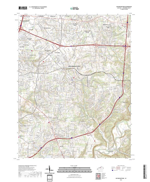 Jeffersontown, KY — USGS 7.5-minute topo (2022)