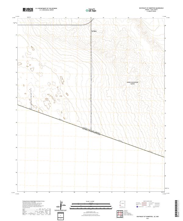 Southeast of Somerton, AZ,SON, US — USGS 7.5-minute topo (2021)