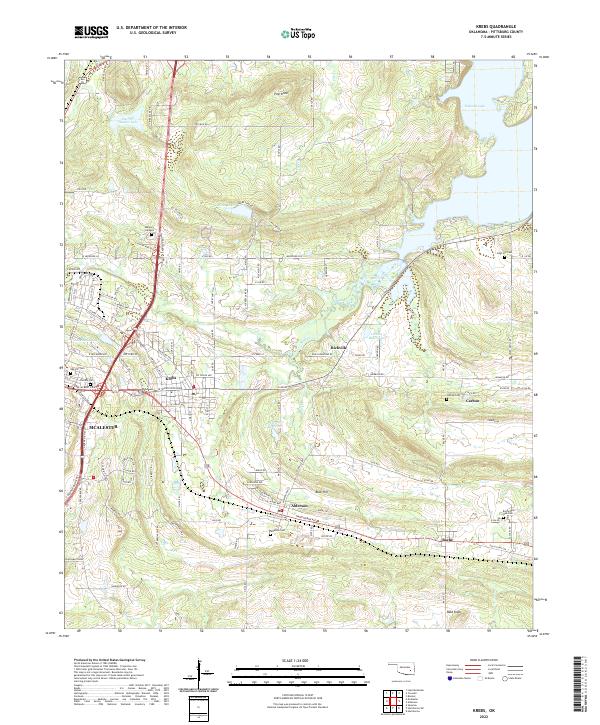 Krebs, OK — USGS 7.5-minute topo (2022)