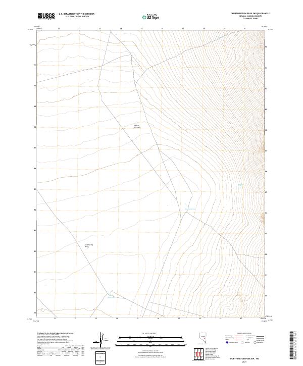 Worthington Peak SW, NV — USGS 7.5-minute topo (2021)