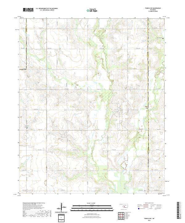 Temple NW, OK — USGS 7.5-minute topo (2022)