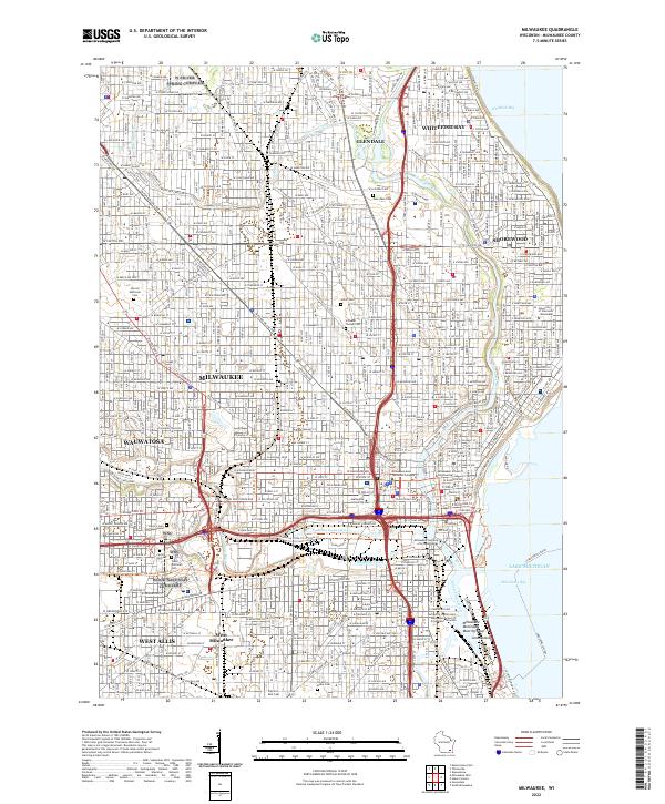 Milwaukee, WI — USGS 7.5-minute topo (2022)