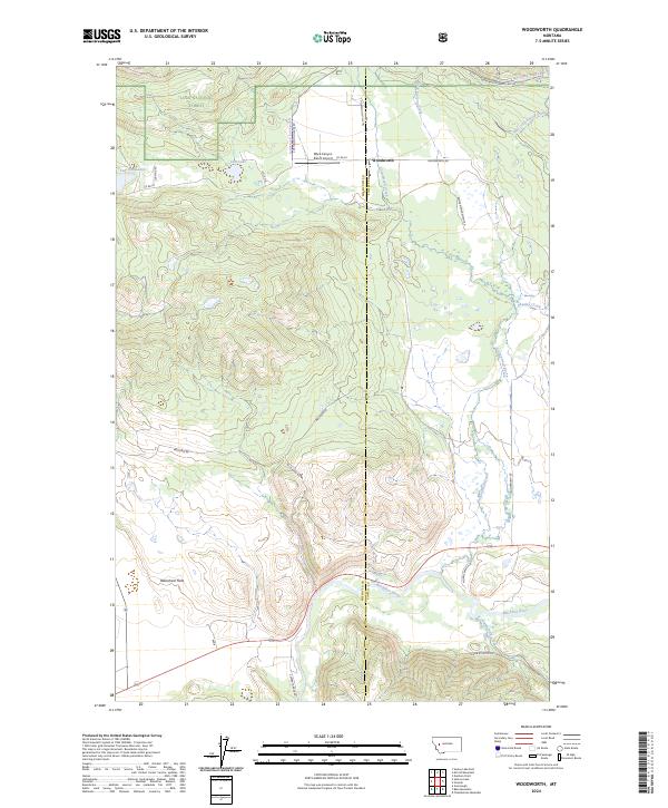 Woodworth, MT — USGS 7.5-minute topo (2024)
