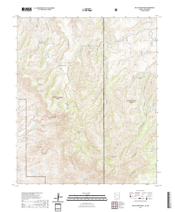 Big Lue Mountains, AZ-NM — USGS 7.5-minute topo (2021)