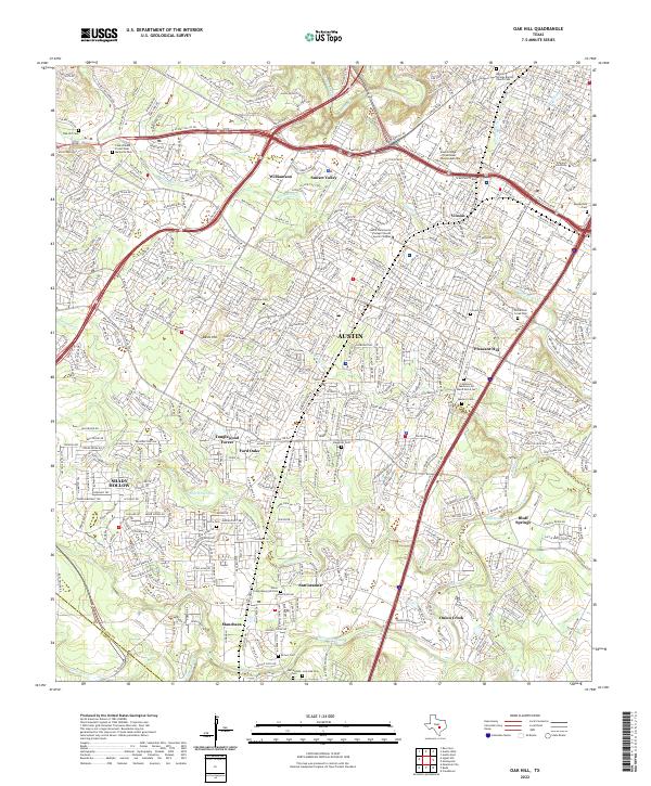 Oak Hill, TX — USGS 7.5-minute topo (2022)