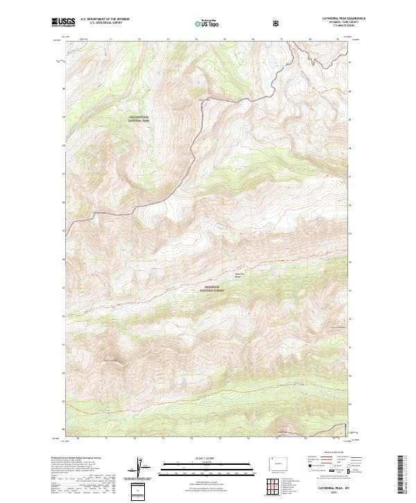 Cathedral Peak, WY — USGS 7.5-minute topo (2021)