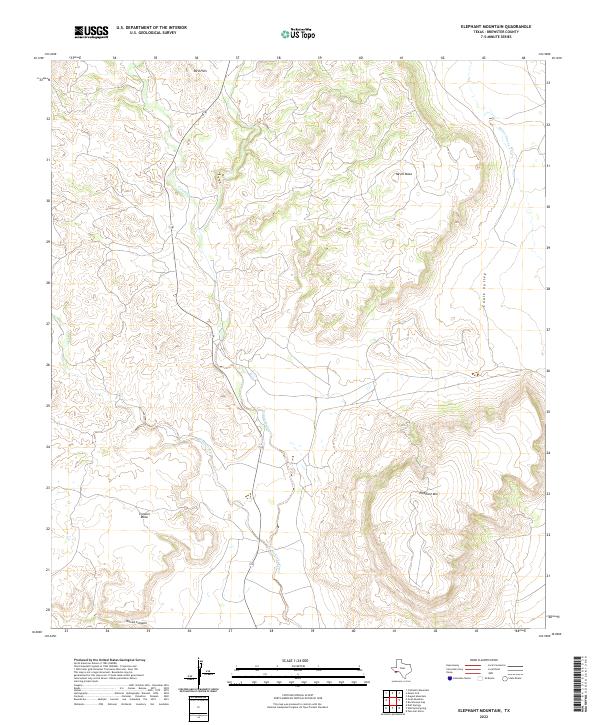 Elephant Mountain, TX — USGS 7.5-minute topo (2022)