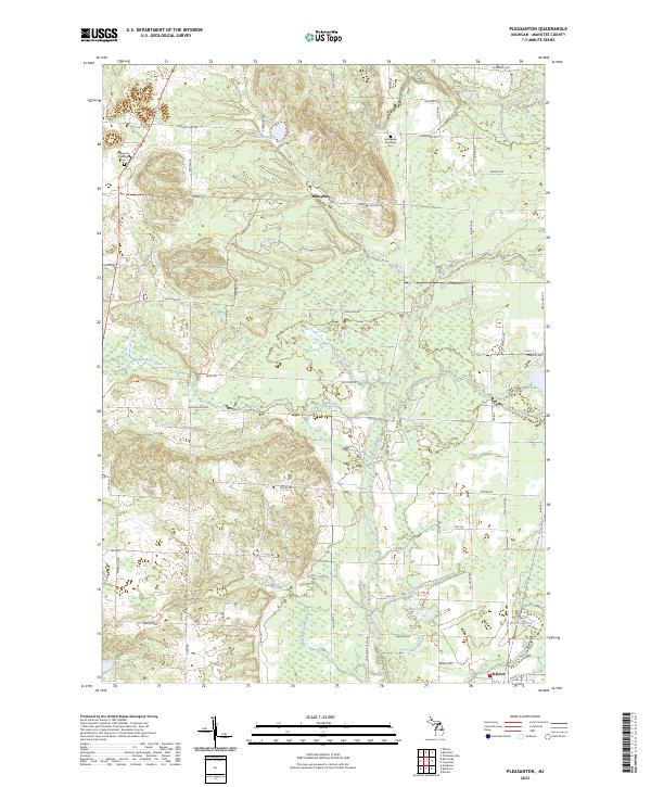 Pleasanton, MI — USGS 7.5-minute topo (2023)
