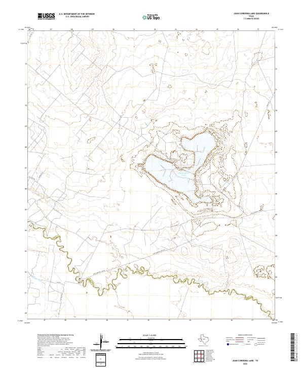 Juan Cordona Lake, TX — USGS 7.5-minute topo (2022)