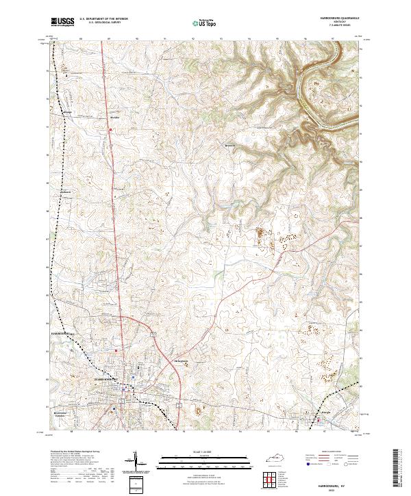 Harrodsburg, KY — USGS 7.5-minute topo (2022)
