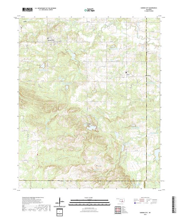 Harden City, OK — USGS 7.5-minute topo (2022)