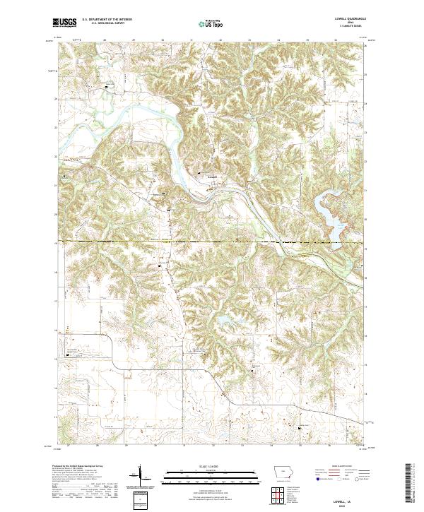 Lowell, IA — USGS 7.5-minute topo (2022)