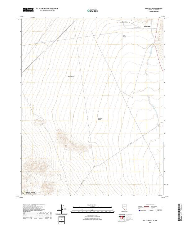 Gold Center, NV-CA — USGS 7.5-minute topo (2021)