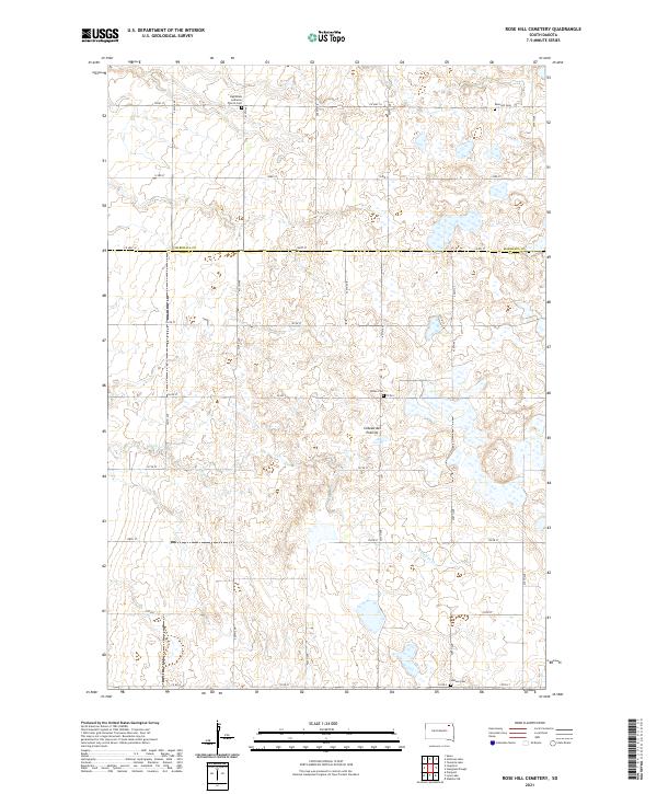 Rose Hill Cemetery, SD — USGS 7.5-minute topo (2021)