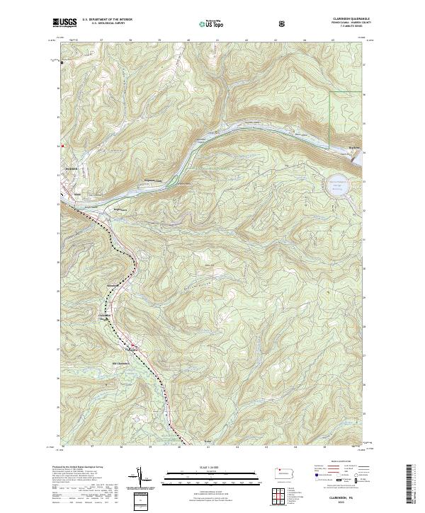 Clarendon, PA — USGS 7.5-minute topo (2023)