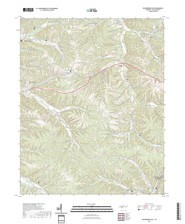 Waynesboro East, TN — USGS 7.5-minute topo (2022)