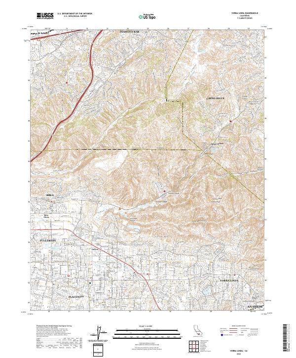 Yorba Linda, CA — USGS 7.5-minute topo (2022)
