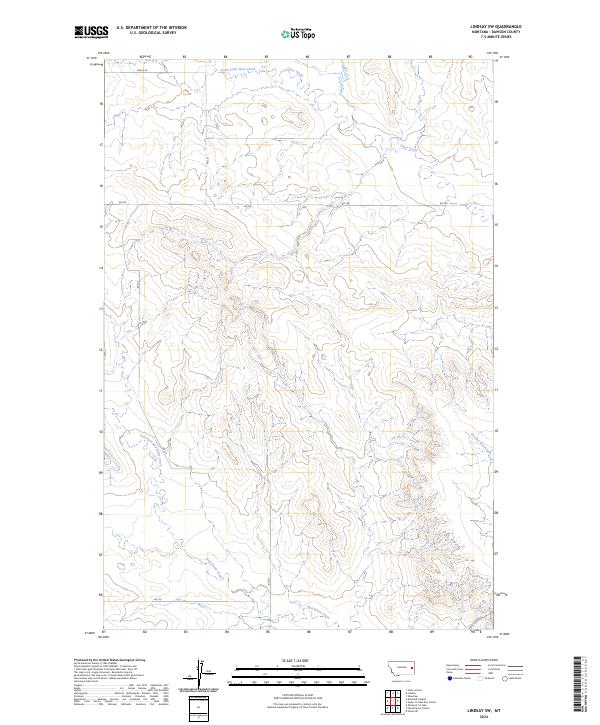 Lindsay SW, MT — USGS 7.5-minute topo (2024)