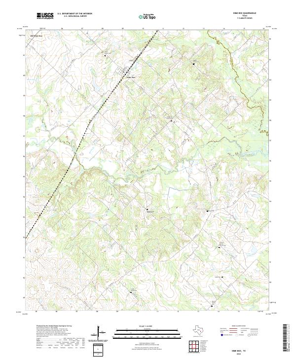Dime Box, TX — USGS 7.5-minute topo (2022)