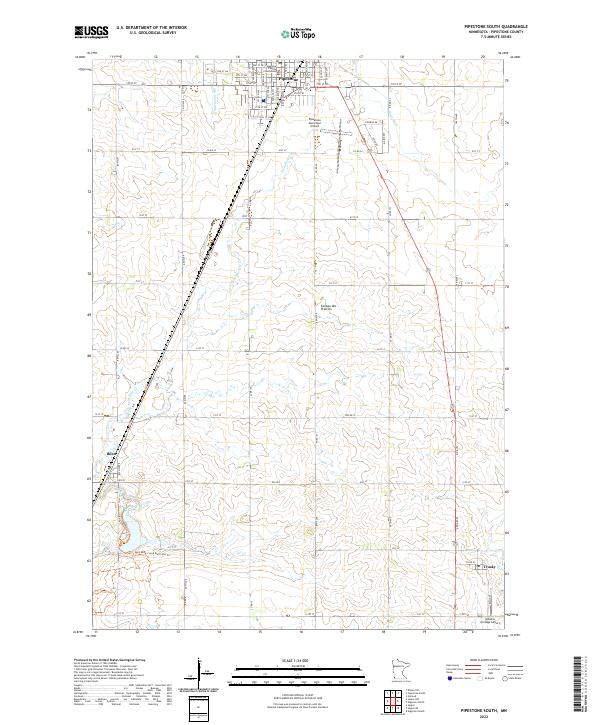 Pipestone South, MN — USGS 7.5-minute topo (2022)