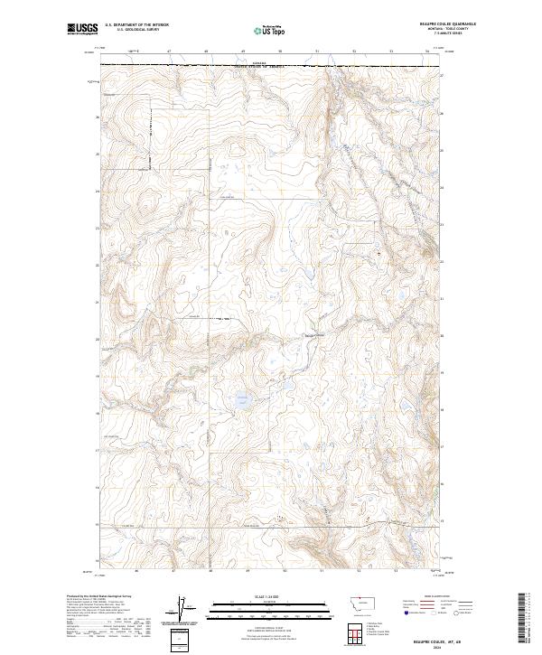 Beaupre Coulee, MT-AB — USGS 7.5-minute topo (2024)