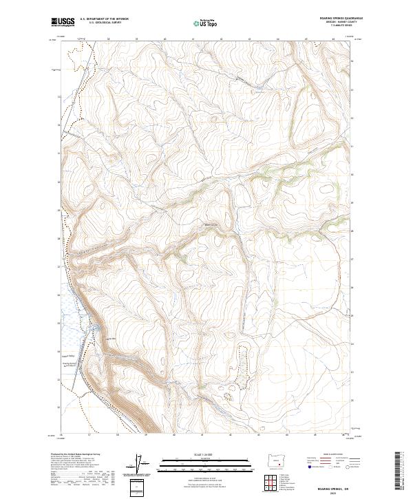 Roaring Springs, OR — USGS 7.5-minute topo (2023)