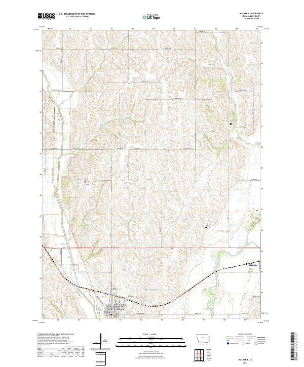 Malvern, IA — USGS 7.5-minute topo (2022)