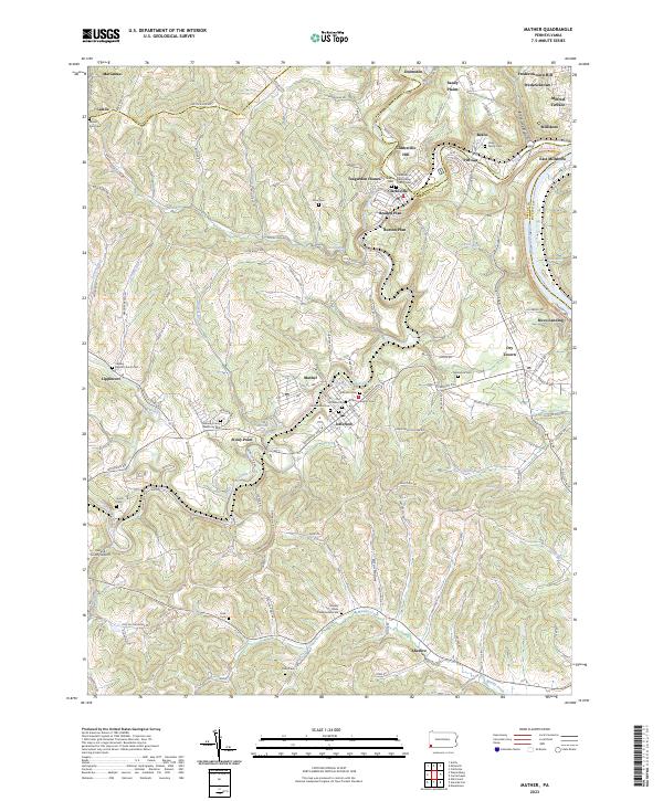 Mather, PA — USGS 7.5-minute topo (2023)