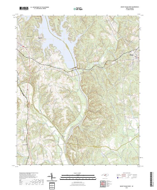 Mount Gilead West, NC — USGS 7.5-minute topo (2022)