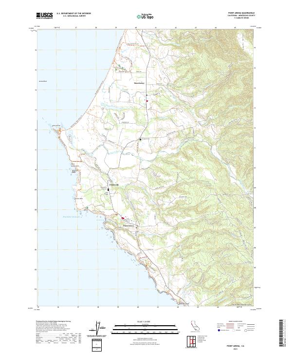 Point Arena, CA — USGS 7.5-minute topo (2021)
