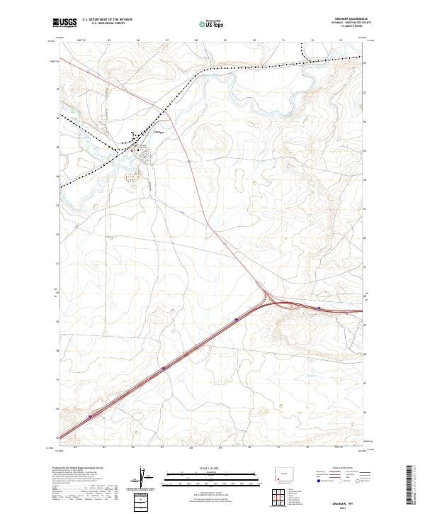 Granger, WY — USGS 7.5-minute topo (2021)