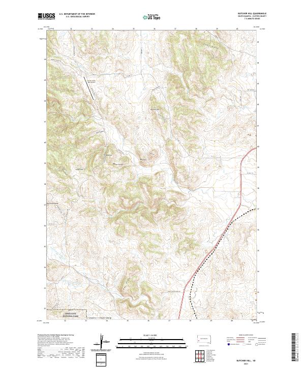 Butcher Hill, SD — USGS 7.5-minute topo (2021)