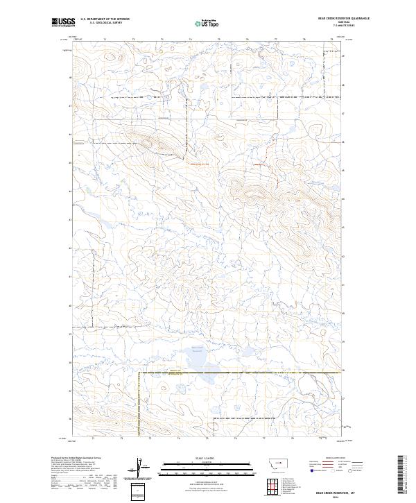 Bear Creek Reservoir, MT — USGS 7.5-minute topo (2024)