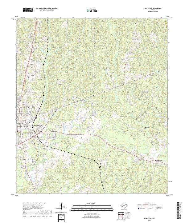 Jasper East, TX — USGS 7.5-minute topo (2022)