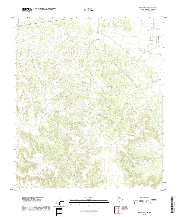 Owens Creek SE, TX — USGS 7.5-minute topo (2022)